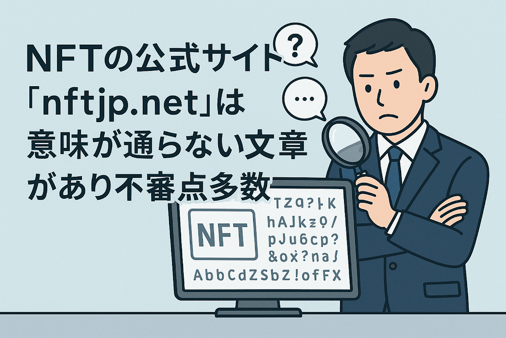 NFTの公式サイト「nftjp.net」は意味が通らない文章があり不審点多数