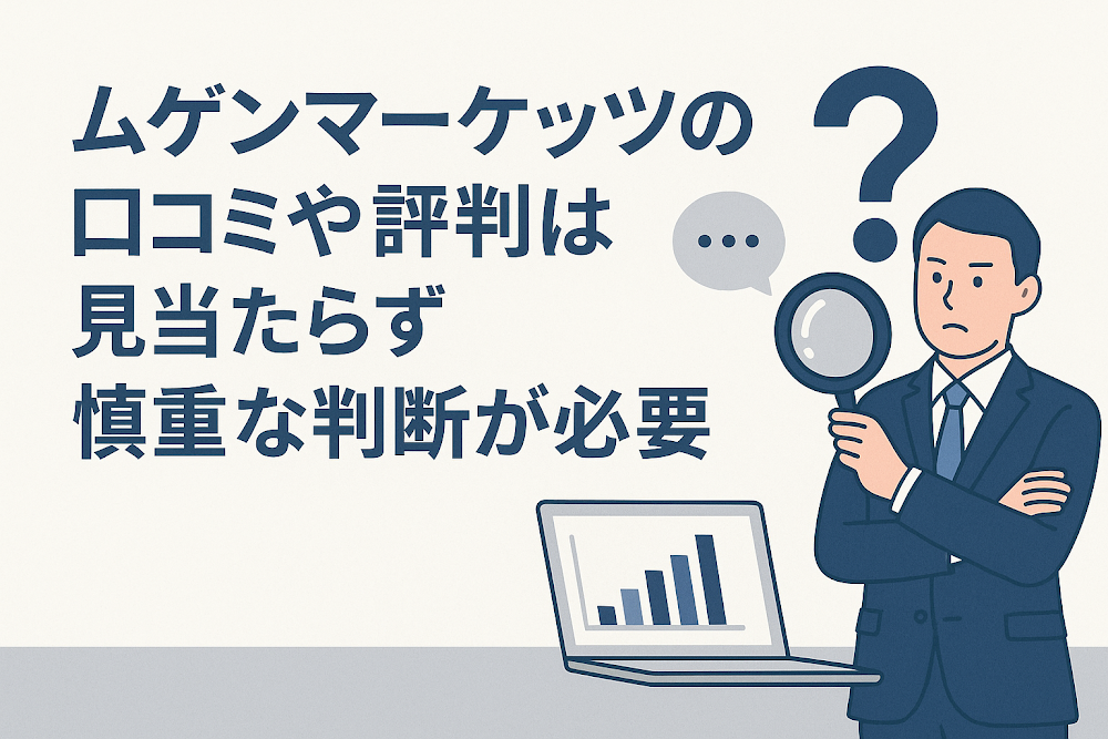 ムゲンマーケッツの口コミや評判は見当たらず慎重な判断が必要