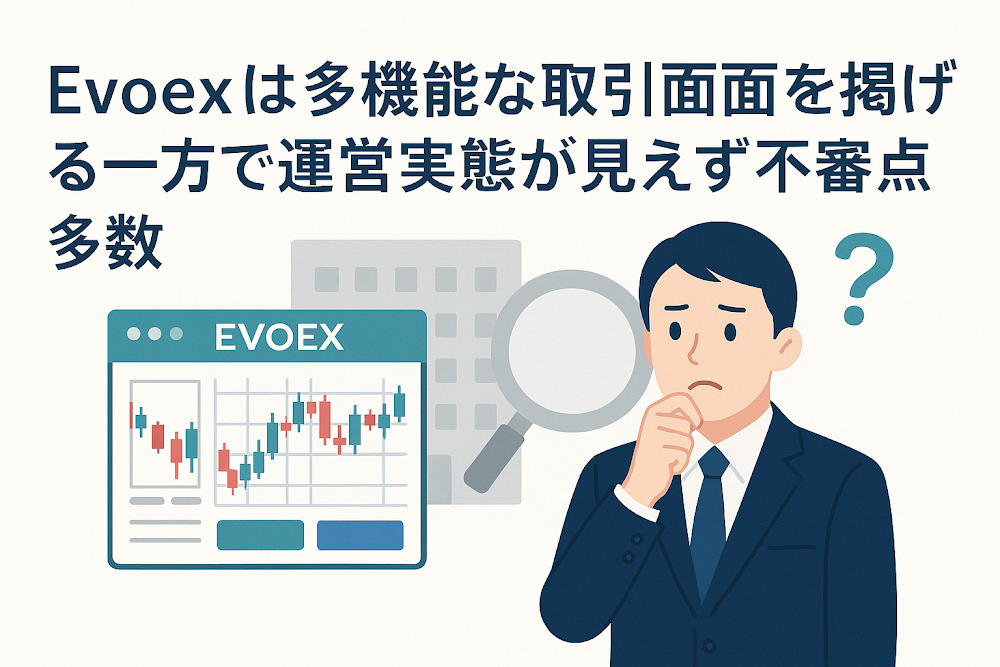 Evoex(zelvorynthiqen.com)は多機能な取引画面を掲げる一方で運営実態が見えず不審点多数