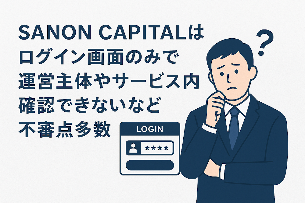 SANON CAPITAL（sanoncapital.cfd）はログイン画面のみで運営主体やサービス内容を確認できないなど不審点多数