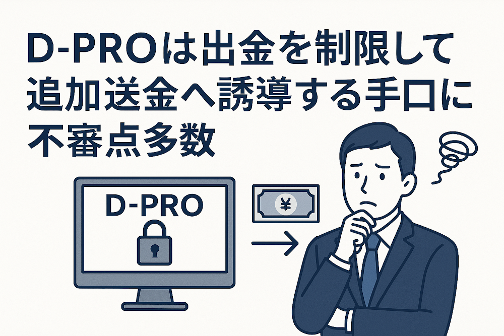 D-PROは出金を制限して追加送金へ誘導する手口に不審点多数