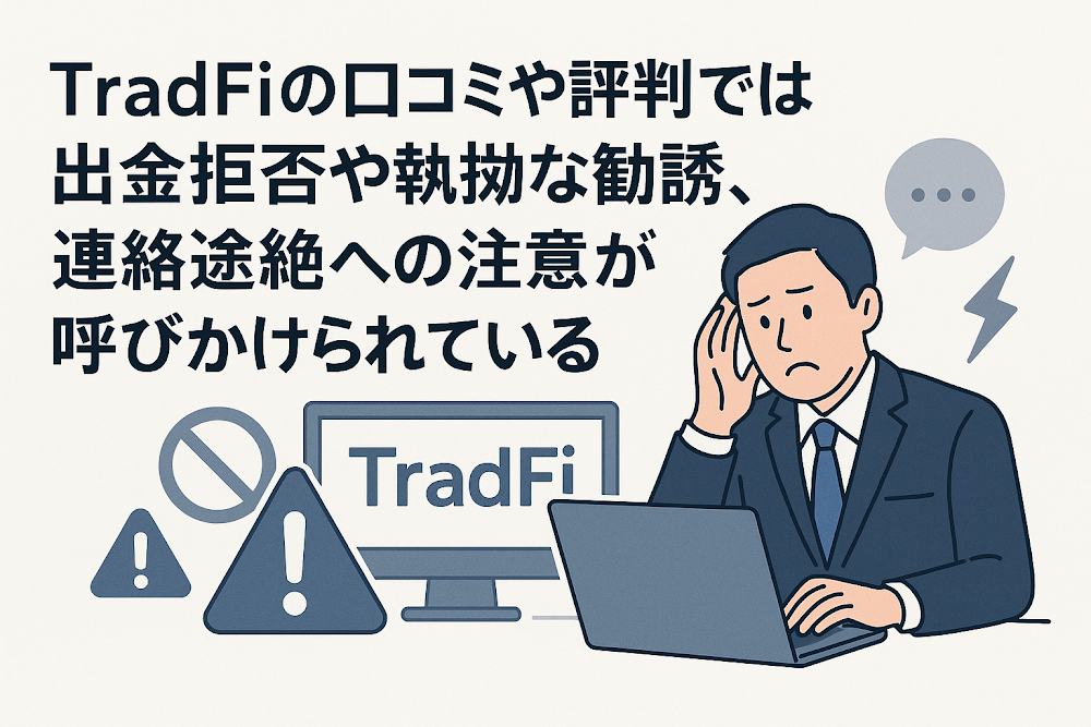 TradFiの口コミや評判では出金拒否や執拗な勧誘、連絡途絶への注意が呼びかけられている