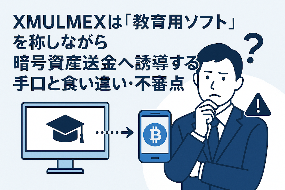 XMULMEXは「教育用ソフト」を称しながら暗号資産送金へ誘導する手口と食い違い不審点多数