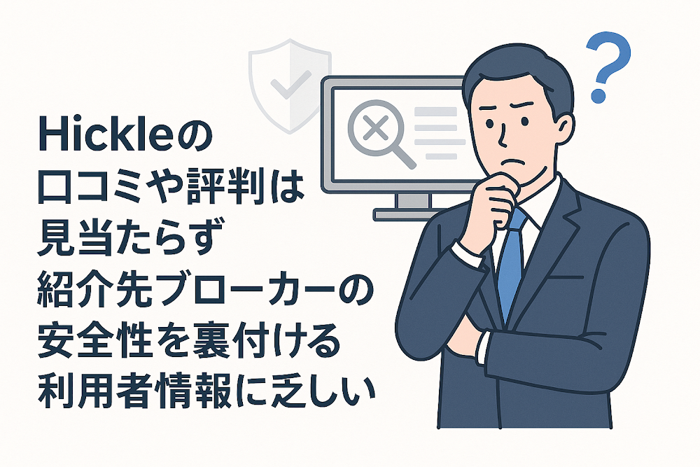 Hiickleの口コミや評判は見当たらず紹介先ブローカーの安全性を裏付ける利用者情報に乏しい