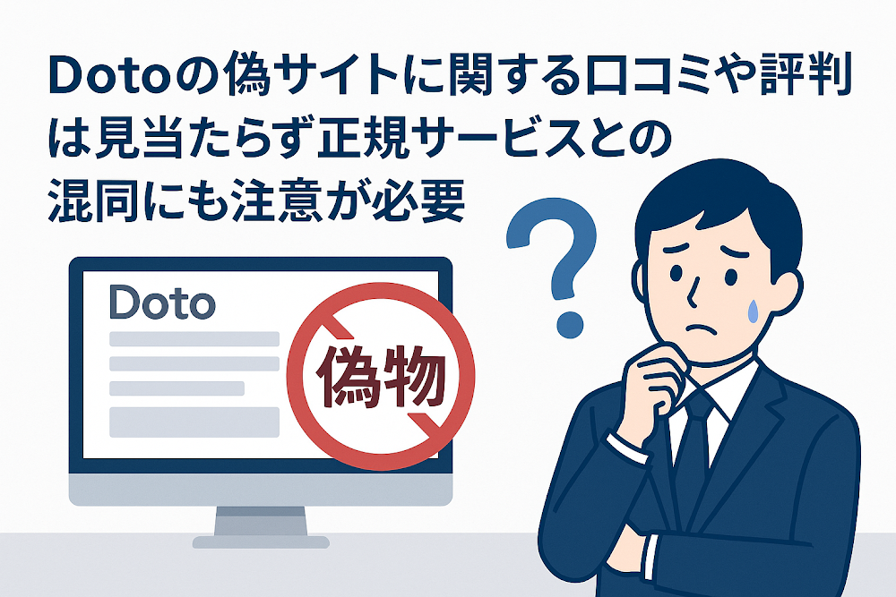 Dotoの偽サイトに関する口コミや評判は見当たらず正規サービスとの混同にも注意が必要